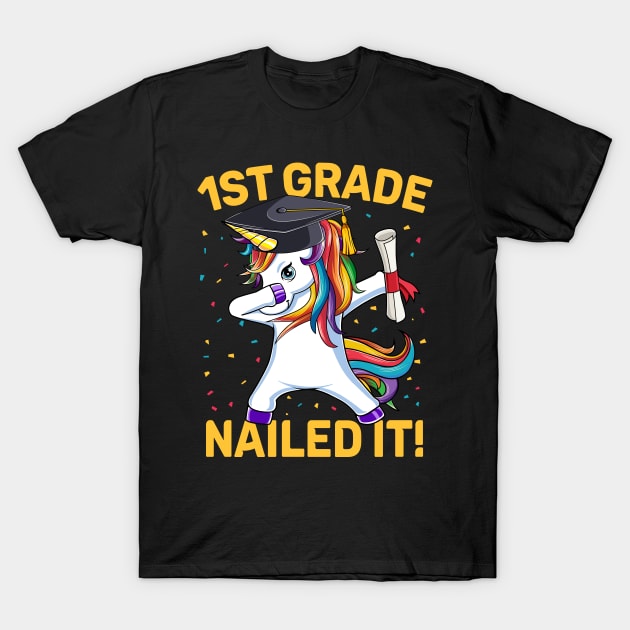 Dabbing Unicorn 1st Grade Graduation Gift T-Shirt by HCMGift